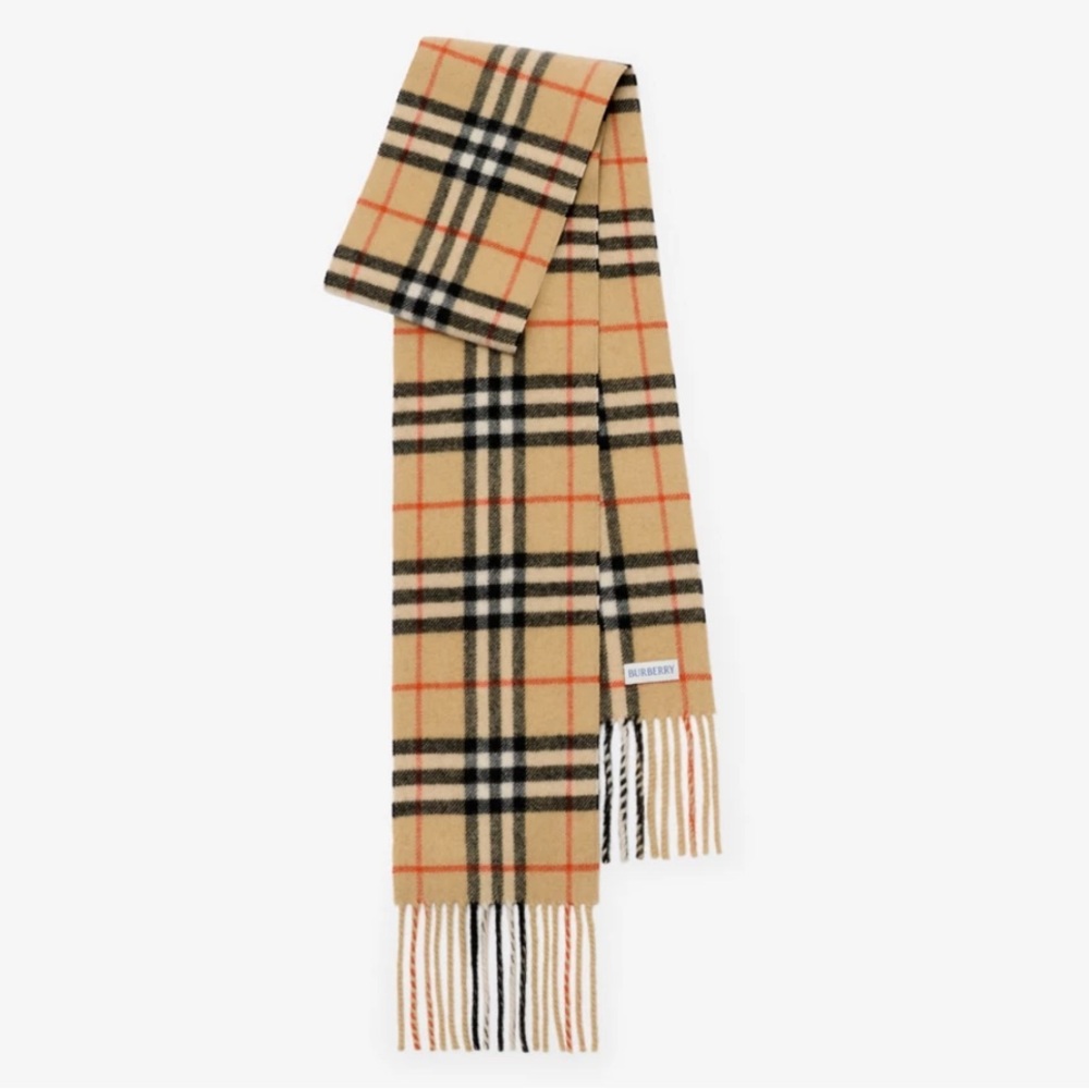 SOLD New Burberry Cashmere Classic Narrow Check Scarf